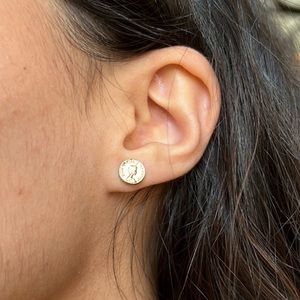 Gold Stud Coin Earrings